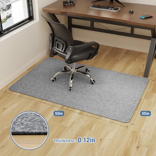 Placoot Office Chair Mat for Hardwood Floor, 55"x35" Computer Chair Rug, Under Desk Mat, Large Anti-Slip Floor Protector for Home Office - color: 1-pack Light Grey, size: 55" x 35"