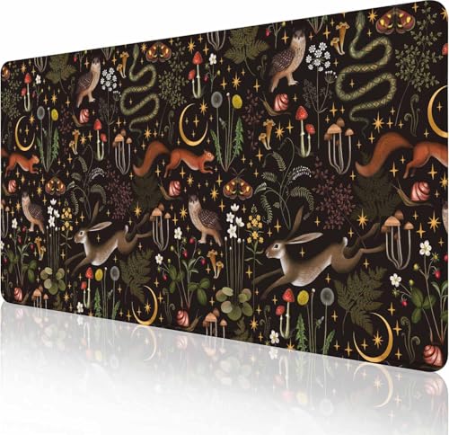 Gaming Large Mouse Pad with Stitched Edges, Desk Mat, Extended Keyboard Pad, Non-Slip Rubber Base Desk Pad for Keyboard and Mouse, 35.4X15.7 inch, Fairy Forest Pattern - color: Fairy Forest Pattern, size: 35.4L x 15.7W inches