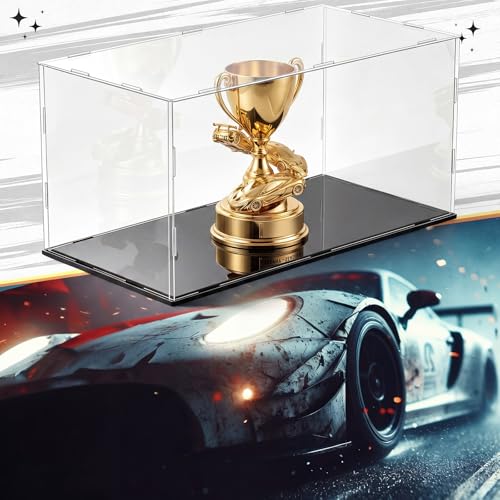 Yungyan 1 Pack Clear Self-Assembly Acrylic Display Case Transparent Dust Proof Protection Showcase for Figurine Collectibles Basketball Soccer Football Helmet (14 x 10 x 6 Inch) - size: 14 x 10 x 6 Inch