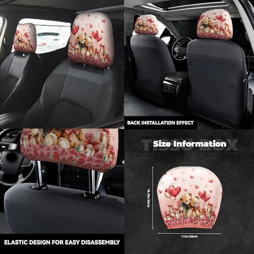 2PCS Universal Car Headrest Cover Love Bear Fabric Head Rest Covering for Truck Auto Red - color: Bear Couple