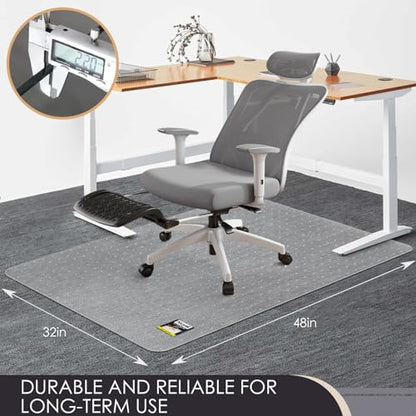 Kuyal Office Chair Mat for Carpet, 32‘’x48‘’ Clear Heavy Duty Computer Chair Mat, Under Desk Protector Carpeted Floors Mat, Easy Chair Movement,Ship Flat - size: 32" X 48"