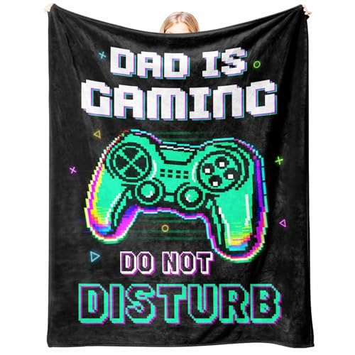 Dad Birthday Gifts from Daughter Son, Funny DAD is Gaming, Soft Flannel Blanket, Fathers Day Christmas Birthday Gifts for Daddy Father Present - 50’’ x 60’’ - color: Dad is Gaming