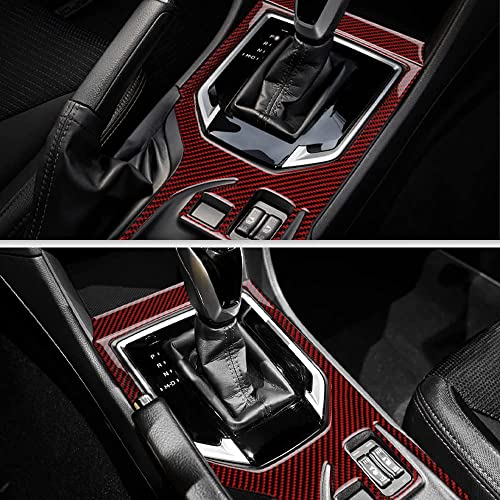 AIRSPEED Carbon Fiber Car Gear Shift Panel Cover Center Console External Frame Sticker Interior Trim for Subaru Impreza 2017-2019 Crosstrek 2018-2021 Accessories (Black with Red) - color: External Frame Cover-Black with Red