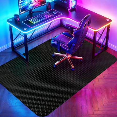 Vicwe Gaming Chair Mat for Hardwood Floor, 72"×46" Large Office Chair Mat, PVC Computer Chair Mats, Easy Glide, Floor Protector for Rolling Chair-Black - size: 72"x46" (for Hard Floors)