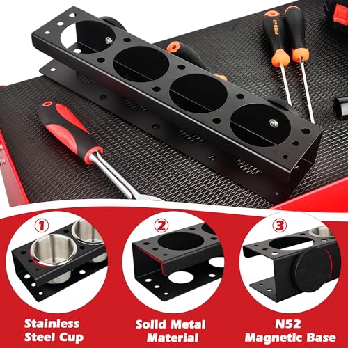 ULIBERMAGNET Power Tool Organizer Rack,Magnetic Heavy Duty Drill Holder,Wall Mount Metal Tool Rack with Screwdriver,Cordless Drill,Screw,Nail Storage,Utility Rack for Warehouse,Garage,Toolbox - style: Magnetic Power Tool Organizer with Parts Cup