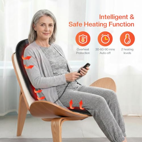 CILI Massage Chair Pad,Back Massager with Heat,Massage Seat Cushion with 10 Vibration Motors,30-60-90 Minutes Heating Options,Chair Massager for Office Chair, Home Office Use, Relaxation Gift - color: Black