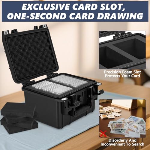 Graded Card Case - IP67 Waterproof Storage Box for 40+ CSG, BGS, SGC, Top Loaders Graded Sports Trading Cards - size: M (holds 40+ Graded Cards--waterproof)