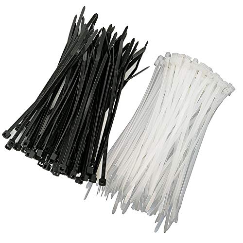 HS Narrow Zip Ties 4 Inch (600 Pack) Cable Ties in Black and White 18 Lbs Self-Locking Wire Ties Assortment for Electronics Cord Management - color: Black White 4"600