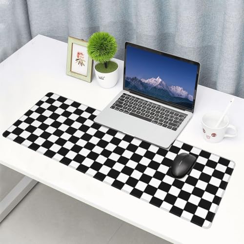 Black and White Checkered Gaming Mouse Pad, Large Mouse Pad for Desk Mat XXL XL Mousepad, Big Keyboard Pad Office Desk Accessories Decor - color: Checkered