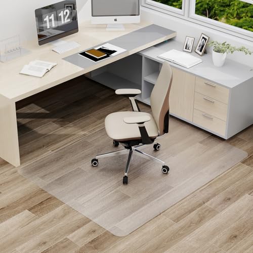 Clear Office Chair Mat, 50"x 60" No Slip Vinyl Desk Chair Mat for Hard Floors, 2mm Thick Heavy-Duty Computer Floor Mat, Waterproof Rolling Chair Floor Protector for Home Office - color: Clear（mat), size: 50"x60" for hard floors