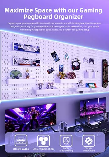 Revamp Your Space With A Versatile Pegboard Kit - Effortlessly Organize Home, Office, And Gaming Setup With Customizable Hanging Solutions (White) - color: White