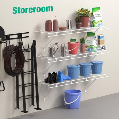 HAUSHOF Closet Shelves Wall Mounted 2-Pack, 4 ft x 12in White Wire Shelving for Laundry Room, Closet, Basement Organization and Storage - size: 4ft x 12in