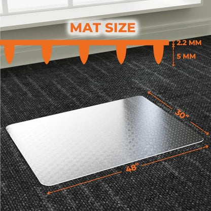Office Chair Mat for Carpeted Floors, 48" x 30" Desk Chair Mat for Rolling Chairs on Low Pile Carpets, Easy Glide Floor Mat for Home, Gaming - size: 48" x 30"