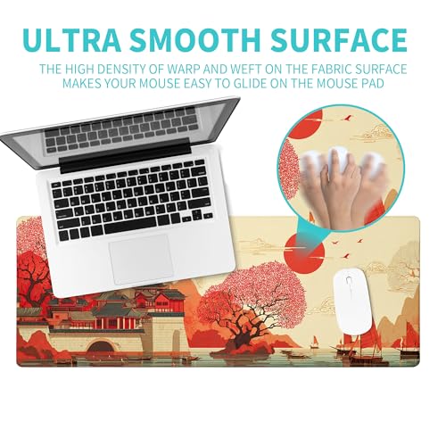 Scenery of Japan Gaming Mouse Pad Large Desk Mat Extended Keyboard Mouse Pad Anime Mousepad with Non-Slip Base and Stitched Edge Mouse Mat Desk Pad 31.5 x 11.8 Mouse Pads for Desk Home Office Gaming - color: Scenery of Japan