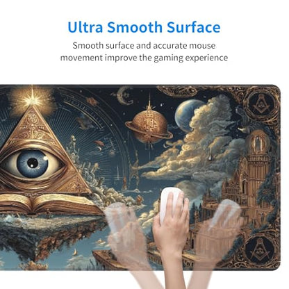 Gothic Masonic Mouse Pad Extended Large Gaming Mouse Pad XL Stitched Edges for Gamer Home Office 31.5 X 11.8 Inch - color: Gothic