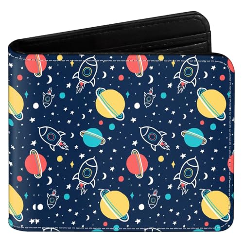 Wallet for Boys Leather Space Universe Wallets Credit Id Card Cash Holder Black Rfid Blocking Zipper Cute Cool Funny Aesthetic Wallets With Coin Pocket Id Window Teen Wallets for Boys Teenager Wallet - color: space-2