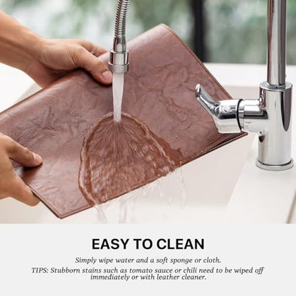 Baroyal Faux Leather Placemats Set of 6 Vinyl Washable Wipeable Table Mats for Kitchen Dining Table Heat Resistant Waterproof Indoor/Outdoor Placemats Non-Slip Easy Clean Place Mats (Reddish Brown) - color: B-reddish Brown