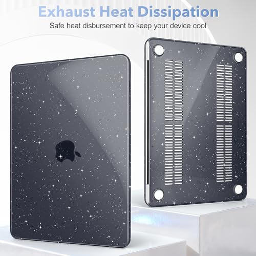 May Chen Compatible with MacBook Neo 13 inch Case 2026 Model A3404, Plastic Hard Shell,Keyboard Cover,Screen Protector,Dust Plug, for MacBook Neo 13" with A18 Pro Chip, Glitter Black - color: Glitter Black