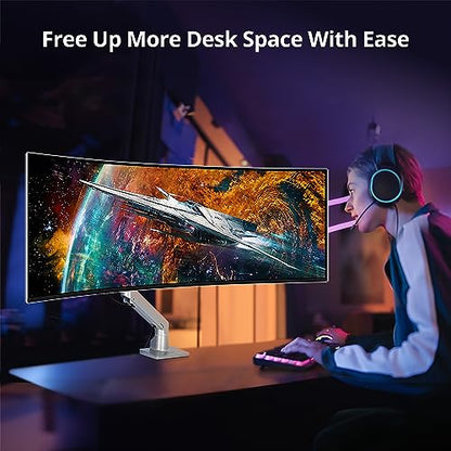 AVLT Single Monitor Arm Desk Mount, Gray | 34-57" Screens, Heavy Duty - color: Gray-34 to 57 Inch