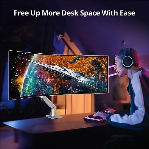 AVLT Single Monitor Arm Desk Mount, Gray | 34-57" Screens, Heavy Duty - color: Gray-34 to 57 Inch