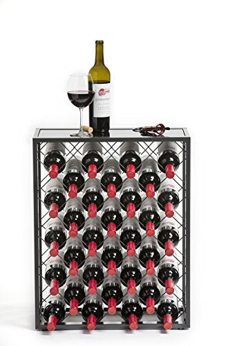 Mango Steam 32 Bottle Gray Wine Rack with Glass Top Shelf, Free Standing for Home, Kitchen and Bar - color: Pewter, size: 32 Bottle