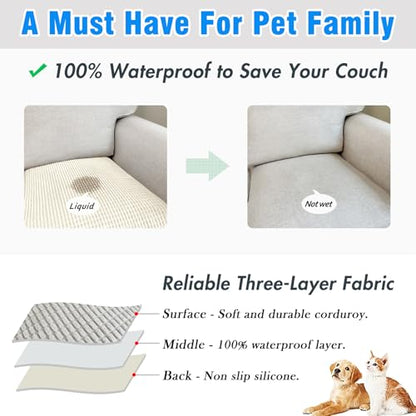 Couch Arm Covers, Sofa Arm Covers, Waterproof Armrest Cover for Sofa, Armchair, Loveseat, Headrest Cover, Non-Slip Recliner Arm Cover, Arm Chair Covers Set of 2 (Beige, 19"×19") - color: Beige, size: 19" x 19" - 2 pcs