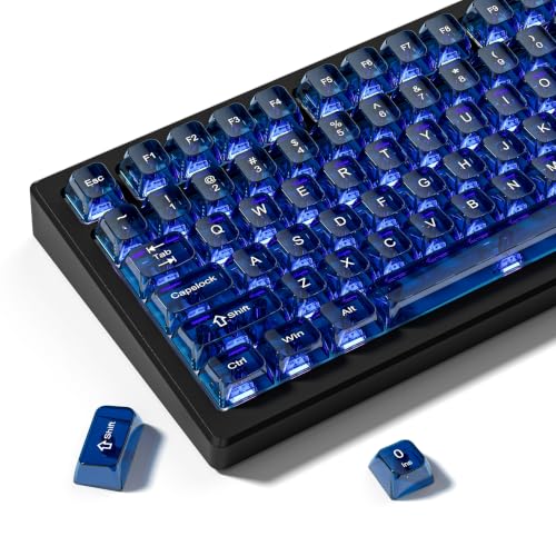 dagaladoo Clear keycaps,Transparent Keyboard keycaps,Jelly Key caps Set,Shine Through keycap，MDA Profile Keyboard caps for Mx Switches Mechanical Keyboard(Dark Blue) - color: Dark Blue