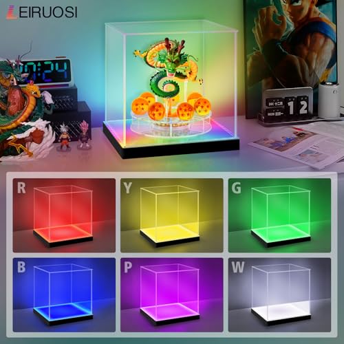 Shenron Clear Acrylic Display Case, LED Display Box Cases for Dragon Shenlong Statue, Dragon Balls & Figure with Holder Stand, Dustproof Protective Showcase - Kids Birthday Christmas - size: Dragon Display Case 9.25x9.06x9.25in
