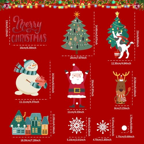 Christmas Window Clings for Glass Windows, Stickers for Window Decorations | 8 Sheets Window Decals for Home, Classroom, Kids Party Indoor, Glass Doors, Xmas Winter Holiday Decor with Santa & Snowflakes - color: Christmas