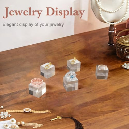 SAMYUCHO Acrylic Base 10 Pieces Acrylic Blocks for Display 1 X 1 X 1 Inch Square Riser Display Stands Trophy Base Pedestal Stands Clear Cube for Trophy Jewelry Props Food Party Crafts