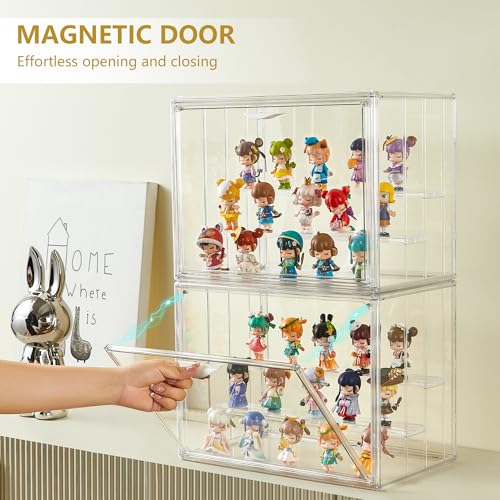 LXLXXL Acrylic Display Case for Collectibles 3 Layer Adjustable Figure Display Cases with Magnetic Door Clear Stackable Display Box for Figures Showcase 2Pack - size: XLarge 2 Pack