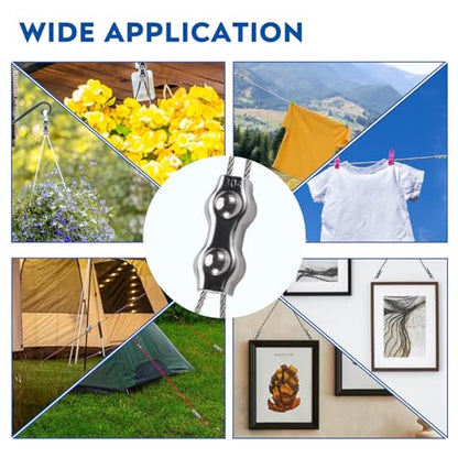 20Pcs M3 304 Stainless Steel Duplex Wire Rope Clips, Duplex Double Bolt Cable Clamps, Reusable 2-Post Wire Rope Clip for 1/8Inch (1.5mm-3mm) Diameter Wire Cable/Wire Rope, Wire Clamp Tool for Outdoors - size: 20pcs-M3(1.5mm-3mm)