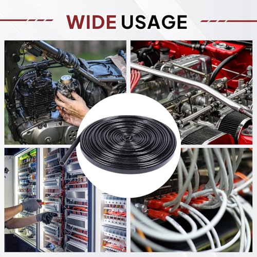 Silicone Fiberglass Sleeve Heat Shield Wire Protective High Temperature Electrical Insulation Self-extinguishing Black (3/8"-9ft) - style: 3/8"-9ft