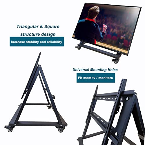 Low Height Mobile TV Stand, Confidence Monitor Stand, Rolling TV Mount with Wheel for 32-70 inch Flat Curved Screen TV, LED LCD, 30° Adjustable Viewing Angle (Pro-Version)