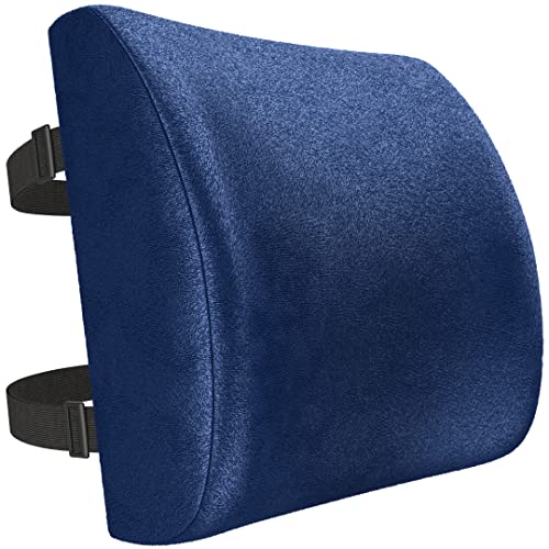 FORTEM Lumbar Support Pillow for Office Chair, Lumbar Support Pillow for Car, Back Rest for Gaming, Memory Foam Pillow, Desk Chair Cushion, Breathable & Washable Cover, Adjustable Straps - color: Blue Velour