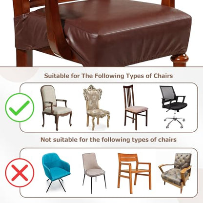 Havawish PU Leather Dining Chair Cover Waterproof Seat Cover for Dining Room Chair with Armrest Stretchable Washable Waterproof Seat Slipcover Protector (Coffee) - color: Coffee