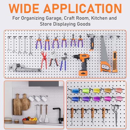 INCLY 60 Pack 4/6/8 Inch Black Pegboard Hooks, 1/4" Heavy Duty Peg Board Shelving Hooks Accessories, Peg Board Tool Hangers Fit 1/4" Pegboard for Organizing Garage, Craft Room, Kitchen, Store - size: 60PCS