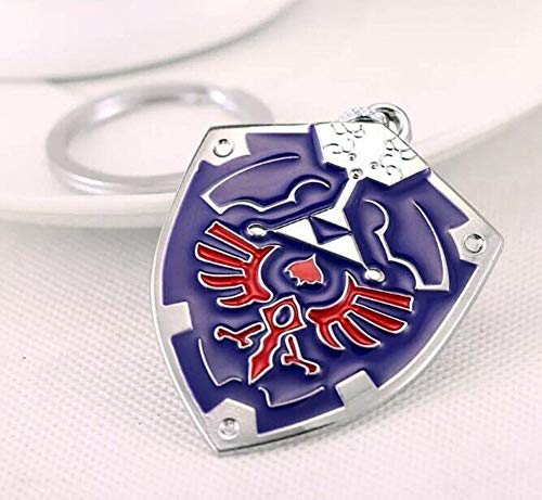 DeltaHalo | Link Shield Keychain Legend of Zelda Keyring |"Thin-Tin" Super Light Weight Metal Keychain (Blue), Small