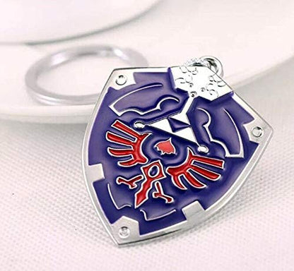 DeltaHalo | Link Shield Keychain Legend of Zelda Keyring |"Thin-Tin" Super Light Weight Metal Keychain (Blue), Small