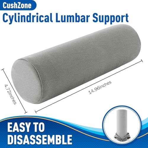 Lumbar Roll Support Pillow for Office Chair, Car, Gaming Chair, Memory Foam Back Cushion with Washable Cover for Relieving Back Pain & Improving Posture, Large,Light Grey - color: Light Grey, size: Long
