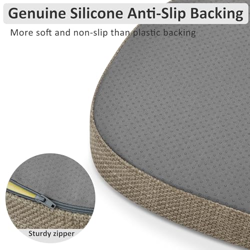 Shinnwa Kitchen Chair Cushions Set of 2, High-Resilience Foam Windsor Seat Pads, Dining Chair Cushions with Ties & Textured Cover, 2 Pack, 16.5 x 15.5 x 2, Light Brown - color: Light Brown, size: 2 Count (Pack of 1)
