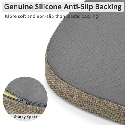 Shinnwa Kitchen Chair Cushions Set of 6, High-Resilience Foam Windsor Seat Pads, Dining Chair Cushions with Ties & Textured Cover, 6 Pack, 16.5 x 15.5 x 2, Light Brown - color: Light Brown, size: 6 Count (Pack of 1)
