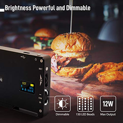 Moman Portable LED Video Light, Aluminum Alloy Body On-Camera Light, Diffuser & Built-in Battery, 2500K-8500K RGB Dimmable, CRI 96+ Photography Fill Light with 1/4" Screw for DSLR, Vlog, YouTube - size: ML9R with diffuser