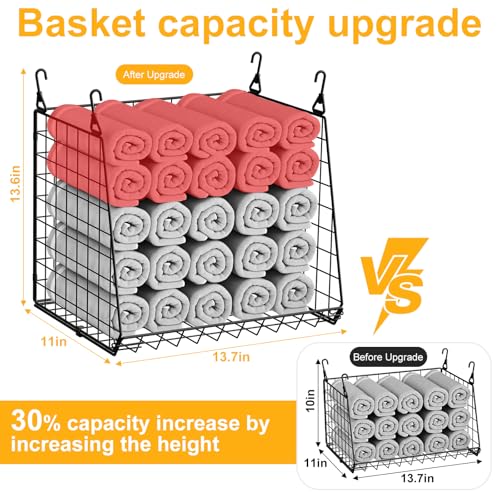 4-Pack Hanging Laundry Room Organizer：Foldable Laundry Room Organizaton Wire Basket with 360°Rotating Hooks Space Saving Over Washer and Dryer Shelves - Metal Laundry Basket Storage, Black Patent - color: Black, size: 4-Pack 13.7*11*46inch