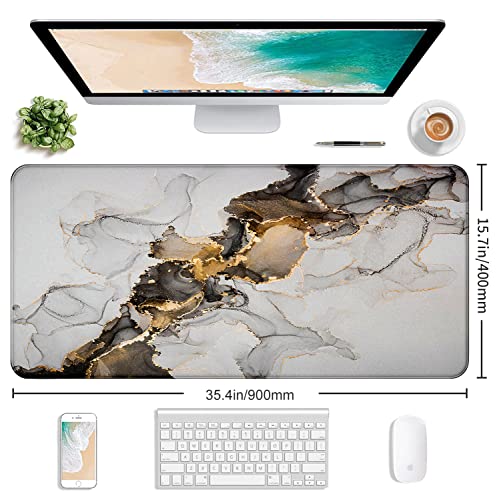 Large Expanded Marble Patterned Mouse Pad, Non Slip Rubber Keyboard Pad | Large Extended Mouse Pad; Full Desk Coverage; Waterproof Coating; Stable Anti-Slide Base For Gaming, Office, Study Daily Use - color: Marble