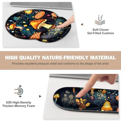 Gaming Mouse Pad, Large Desk Mat, Cute Desk Pad Protector, 4in1 XXL Mousepad + Keyboard Wrist Rest+Mouse Wrist Rest+Coaster Set with Ergonomic Desk Pad for Home Office Table Computer, Lovely Mushroom - color: Lovely Mushroom