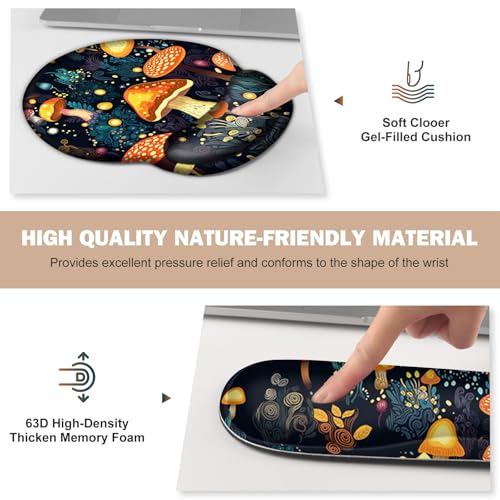 Gaming Mouse Pad, Large Desk Mat, Cute Desk Pad Protector, 4in1 XXL Mousepad + Keyboard Wrist Rest+Mouse Wrist Rest+Coaster Set with Ergonomic Desk Pad for Home Office Table Computer, Lovely Mushroom - color: Lovely Mushroom