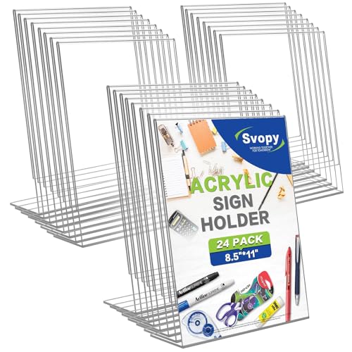 Acrylic Sign Stand Holders - 8.5 x 11 Inches Clear Plastic Table Paper Display Stand, Suit for Displaying Posters, Picture, Flyers, Menu - 24 Pack - style: 24 pack
