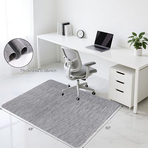 Office Chair Mat for Hardwood & Tile Floor, 48"x60" Desk Computer Chair Mat, Anti Slip, Non-Curve, Floor Protector Under Desk Low-Pile Office Rug for Rolling Chair - color: Light Grey, size: 48'' x 60'' Rectangle