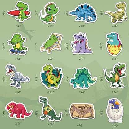 DETICKERS Cute Dinosaur Stickers for Kids 3-8 Boys Water Bottles 75 PCS Waterproof Vinyl Gifts for Teen Boys Stickers - style: Dinosaur